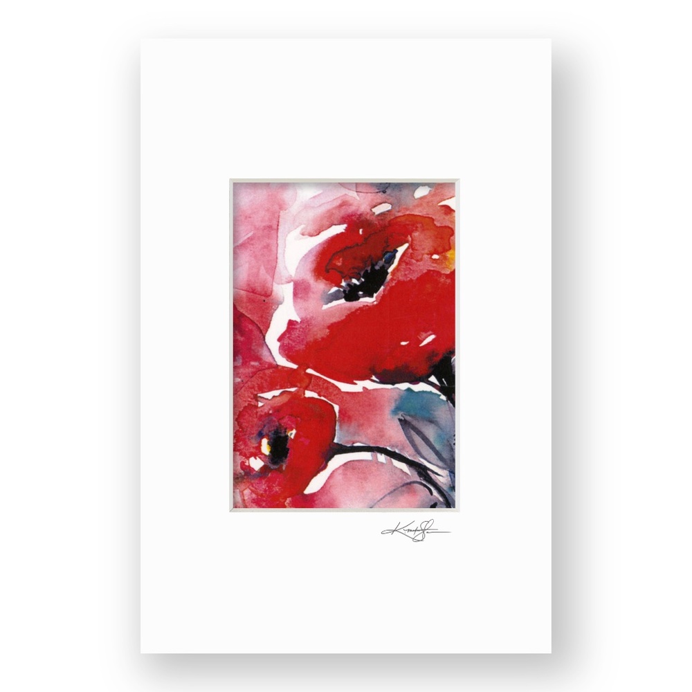 Flower Print in Mat from original painting by Kathy Morton Stanion - Poppies 2
